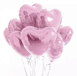 Balão Metalizado Coração Rosa Bebe 45 Cm Festa  (Ex)