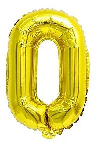 Balão Número 0 Gigante 80 cm Dourado Ouro Laminado (RT)