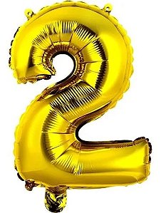 Balão Número 2 Gigante 80 cm Dourado Ouro Laminado (RT)