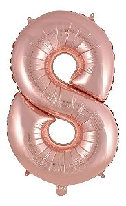 Balão Número 8 Gigante 80 cm Rose Gold Laminado (RT)