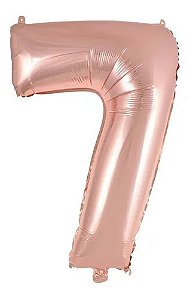 Balão Número 7 Gigante 80 cm Rose Gold Laminado (RT)