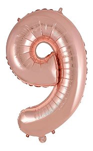Balão Número 6 OU 9 Gigante 80 cm Rose Gold Laminado (RT)