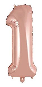 Balão Número 1 Gigante 80 cm Rose Gold Laminado (RT)