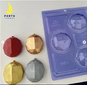 Forma Bolas Facetadas De Natal Silicone Porto Especial 3 Partes P1001