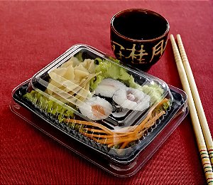 10 Embalagem Oriental Salmão Delivery Preta Pet Go900 Galvanotek