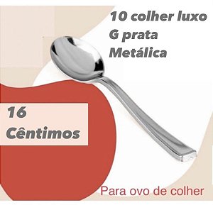 10 Colher Ovo De Páscoa Luxo 16 Cm Prata G (Silverplastic)