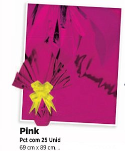 25 Embalagem Folha Metalizada Ovo De Páscoa Pink 69x89 Luckyfest