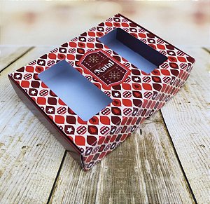 10 Caixas p/ 12 Doces com Visor Linha Bordados Bordo  Natal (liquidação) ok