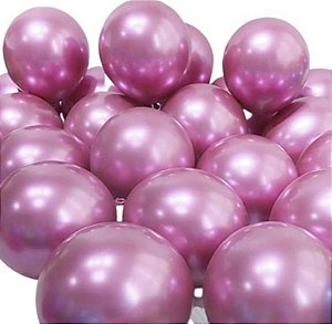 25 Balão Rosa Pink Cromado Alumínio  Nº5 Polegadas ( Happy Day ) (JOY)  IBB