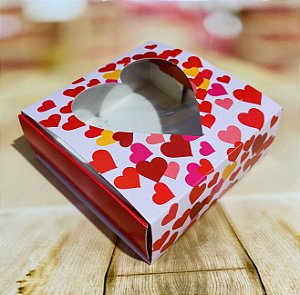 10 Caixa Gaveta C/ Visor Coração 9 Doces 12x12x4 Alegria ID1687  (Namorados Ideia 2023)