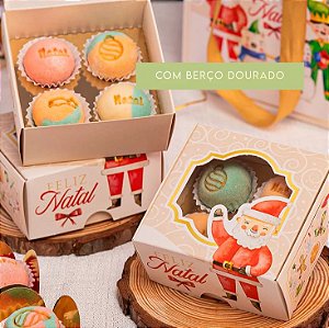 10 Caixa para 4 Doces com Berço Dourado Alegria 3675 (JANGO NATAL 2023) 3427+3286