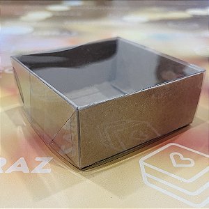 10 Caixa P/4 Doces Kraft com Visor PVC N4 ASSK  8,5x8,5x4