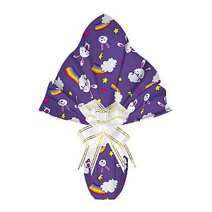 25 Sacos Express  PÁSCOA  COELHO ROXO ARCO IRIS Ovo Páscoa 250g a 350g - 35X35 cm  Luckyfest