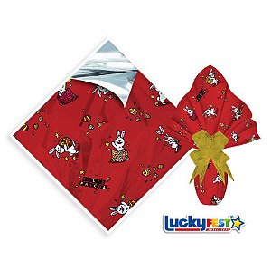25 Sacos Express VIVA PÁSCOA VERMELHO PARA Ovo Páscoa 100g a 150g - 24X24 cm  Luckyfest