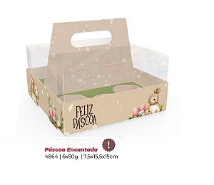 05 Cesta Porta Ovos com Alça (6X50G) Páscoa Encantada ID4864 (Páscoa Ideia 2024)