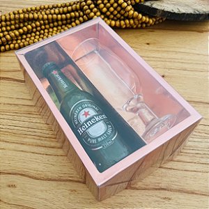 05 Caixa ROSE Textura com visor  p/ Mini Champanhe e Taça ASSK