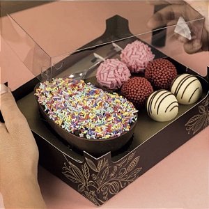 10 Caixa Ovo de Páscoa Encanto Cacau 350G + Doces Bege ID2298 (Páscoa Ideia 2024)