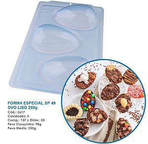 Forma Bwb Sp 49 Ovo De Páscoa Liso 250 G Silicone 3 Partes Profissional Cod-3617  (Sp Especial)