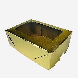 10 Caixa P/6 Doces OURO Textura com Visor PVC