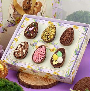 10 Caixas Degustação 6 Mini Ovos de Páscoa 50gr FLORESCER 3933 ( PASCOA JANGO 2024 )