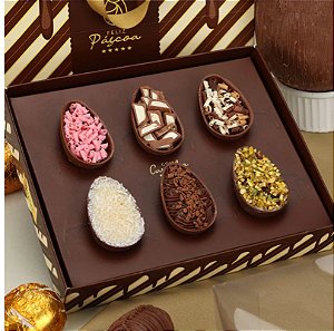 10 Caixas Degustação 6 Mini Ovos de Páscoa 50gr CHOCOLATE 3934 ( PASCOA JANGO 2024 )