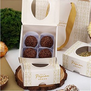 10 Caixas P/ 4 Doces  de Páscoa Com Visor PAZ  3724 ( PASCOA JANGO 2024 )