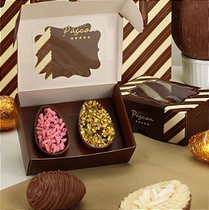 10 Caixa para 6 Doces PÁSCOA com Visor CHOCOLATE 3727 ( PASCOA JANGO 2024 )