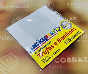 50 Embalagem Para Trufa Branco 15X16 Cm  Luckyfest