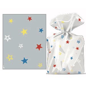 50 SACO DECORADOS ESTRELA 4 CORES 10X15