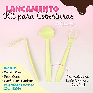 Kit Para Cobertura Colher Concha Garfo Confeitaria (Blue Star)