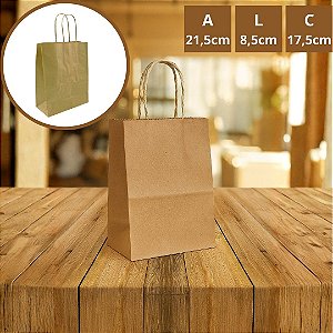 10 SACOLA KRAFT 17,5 X 8,5 X 21,5 - (LC) REF:0022