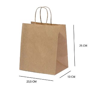 10 SACOLA KRAFT 23,5 X 13 X 25 (LC) - REF:0060