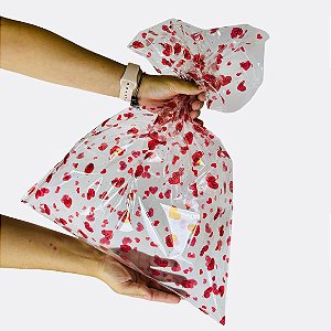 25 Saco Para Cesta E Presentes CORAÇÃO 45x60 Cm INOVE