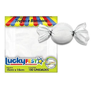100 Embalagem Para Trufa Branca  15X16 Cm   Luckyfest DIA DIA