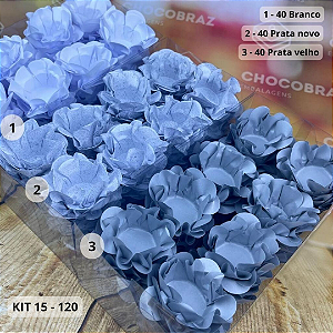 KIT 120 Forminhas Para Doces Finos BRANCO+PRATA NOVO+PRATA VELHO