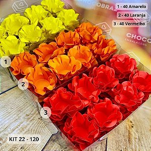 KIT 120 Forminhas Para Doces Finos AMARELO + LARANJA + VERMELHO