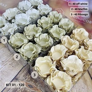 KIT 120 Forminhas Para Doces Finos OFF WHITE + MARFIM + PESSEGO