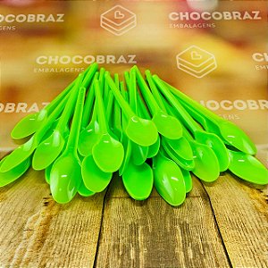 50 COLHER SOBREMESA  NEON VERDE CLARO BELLO FESTAS