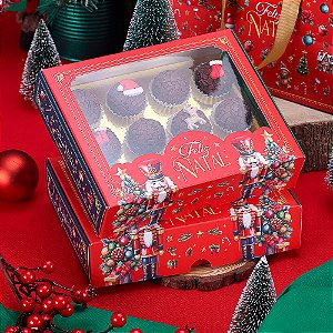 10 Caixa para 12 ou 20 Doces com visor + berço 12 doces Quebra Nozes 4405 (JANGO NATAL 2024)