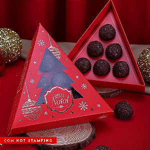 10 Caixa P/ Doces Natal Pinheirinho Com Visor Luz 4376 (JANGO NATAL 2024)