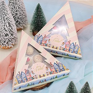 10 Caixa P/ Doces Natal Pinheirinho Com Visor Neve 4377  (JANGO NATAL 2024)