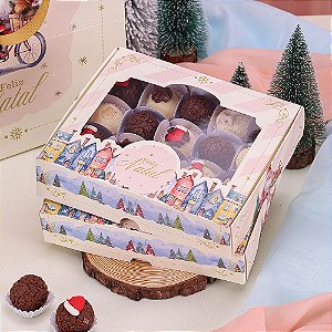 10 Caixa para 12 ou 20 Doces com visor + berço 12 doces Neve 4497 (JANGO NATAL 2024) 4388