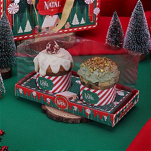 10 Caixa para 2 Mini Panetones 100g com Tampa de Acetato Noite Feliz 4270 (JANGO NATAL 2024)