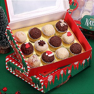 10 Caixa para 12 ou 20 Doces com visor + berço 12 doces Noite Feliz 4495 (JANGO NATAL 2024)