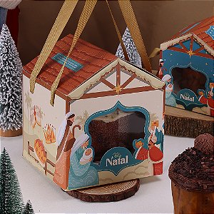 10 Caixa Presépio p/ Panetone de 500g com Visor de Acetato 4318 (JANGO NATAL 2024)