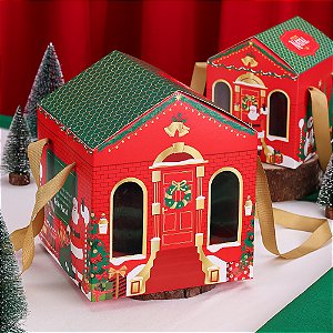 10 CAIXA CASINHA P/ PANETONE DE 500G C/ VISOR DE ACETATO 4317 (JANGO NATAL 2024)
