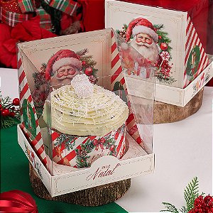 10 Caixa para Panetone 250g com Tampa de Acetato Bom Velhinho 4278 (JANGO NATAL 2024)