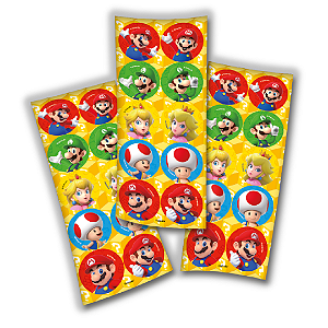 30 ADESIVO SUPER MARIO BROS REDONDO FESTCOLOR