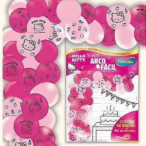 KIT ARCO FACIL DE BALOES HELLO KITTY  n°9 48 UN + 1 FITA ARCO  FESTCOLOR