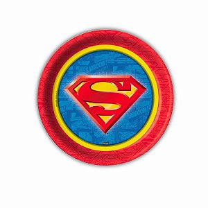 8 PRATO FESTA  SUPERMAN  DE PAPEL 18 CM FESTCOLOR